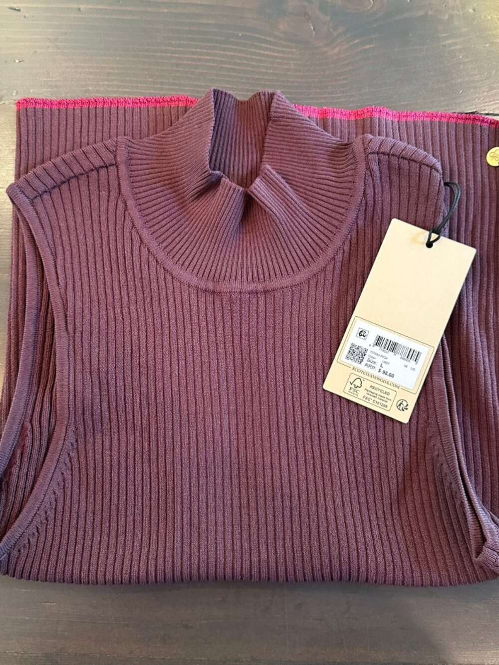 💜 NWT Scotch & Soda Ribbed Knit Sleeveless Top – Size L 💜